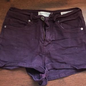 High rise Short stretchy maroon jean shorts